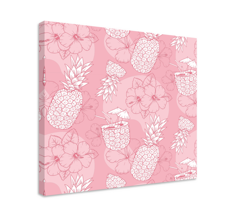 Tableau fleurs et plantes motif ananas hibiscus - TenStickers