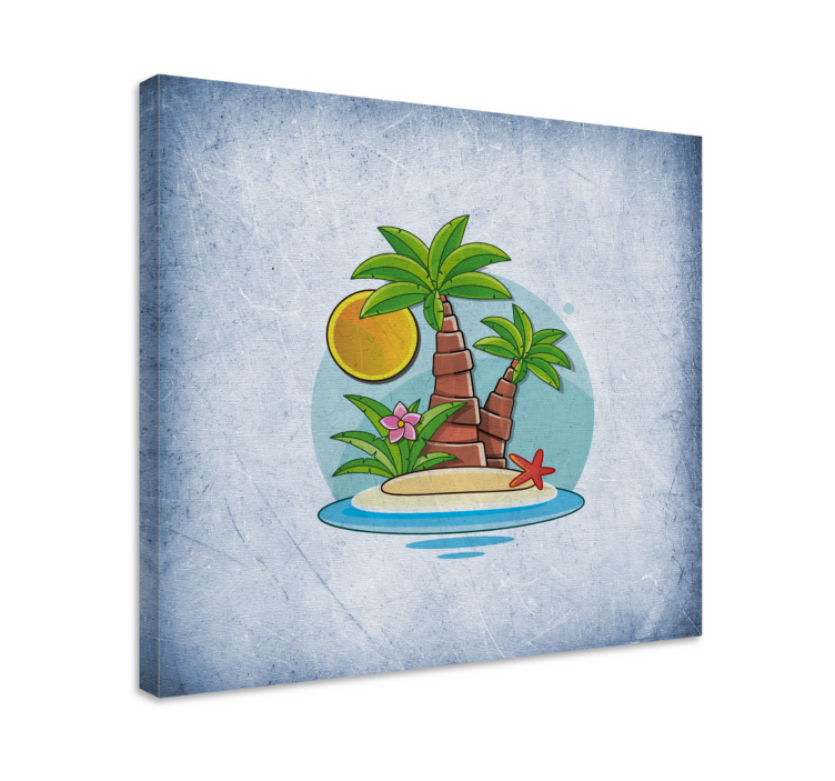 Tableau fleurs et plantes scène d'île tropicale - TenStickers