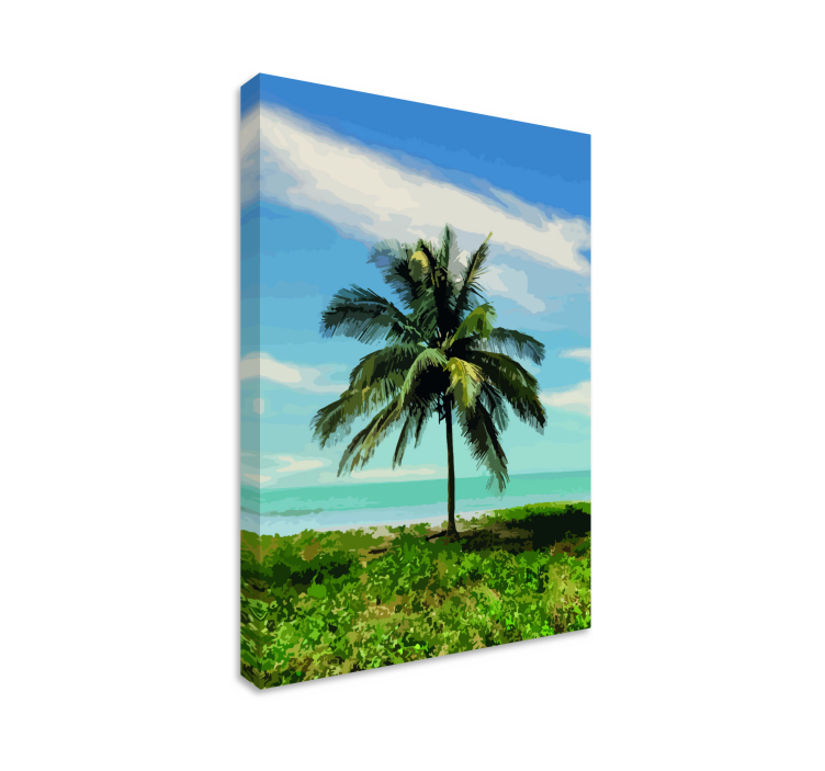 Tableau paysages oasis de palmiers sereins - TenStickers