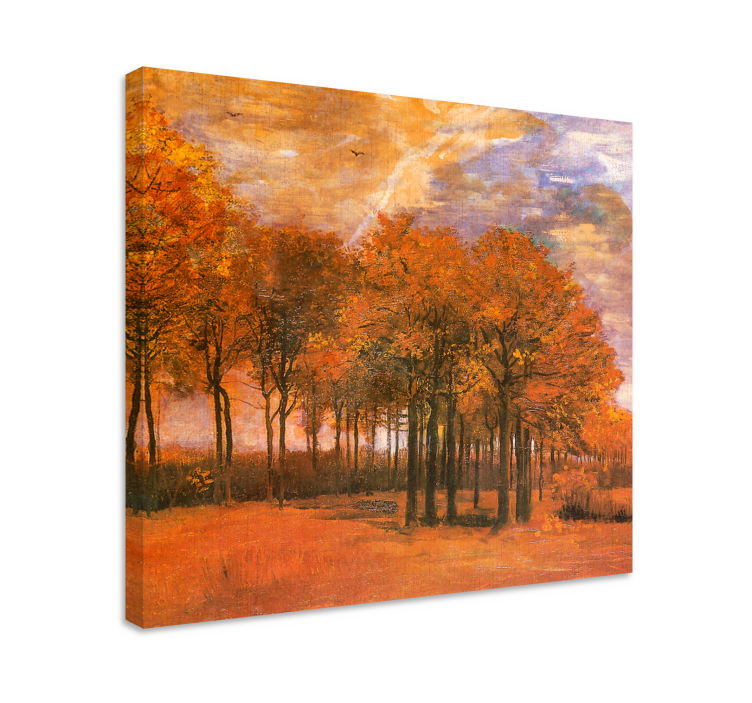 Tableau paysage Arbres d'automne rouges - TenStickers
