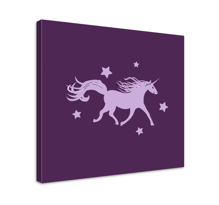 Tableau enfant Licornes simples avec fond violet et étoiles - TenStickers
