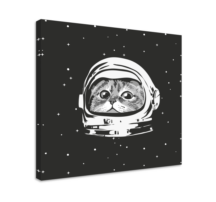 Tableau chat astronaute noir et blanc - TenStickers