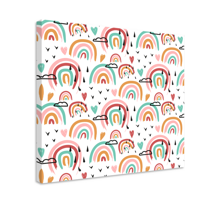 Tableau enfants motif arc-en-ciel ludique - TenStickers