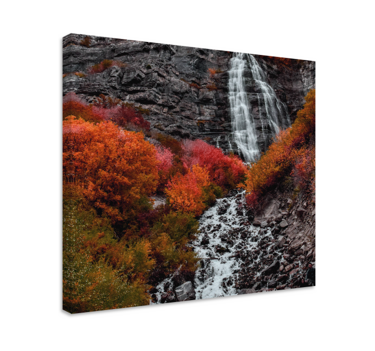 Tableau paysages cascade d'automne - TenStickers