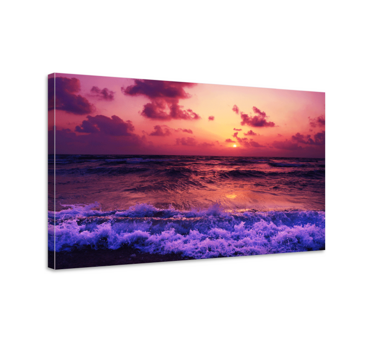 Tableau paysages vagues de coucher de soleil vibrantes - TenStickers