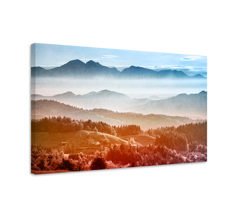 Tableau paysages vue sur la montagne brumeuse - TenStickers