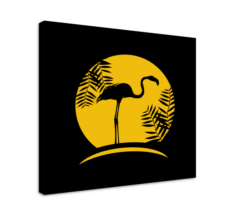 Tableau moderne Flamant noir avec lune - TenStickers