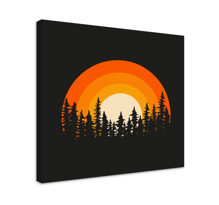 Tableau paysages silhouette de coucher stylisée - TenStickers