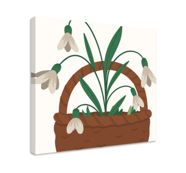 Tableau fleurs et plantes panier de fleurs de perce-neige - TenStickers