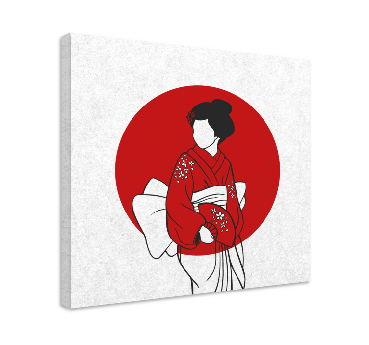 Tableau pour bureau Femme asiatique minimaliste - TenStickers