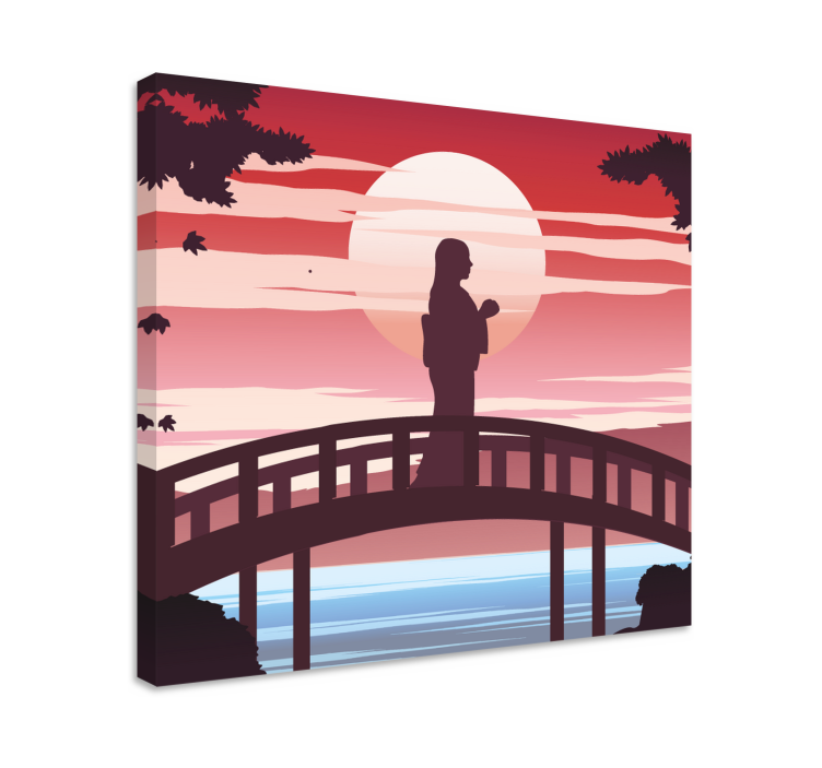 Tableau abstrait silhouette sur le pont - TenStickers