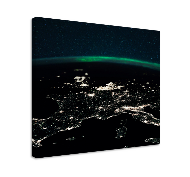Tableau carte du monde vue aérienne nocturne - TenStickers