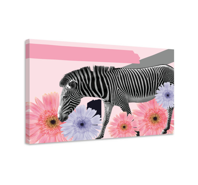 Tableau animaux zebra parmi les fleurs - TenStickers