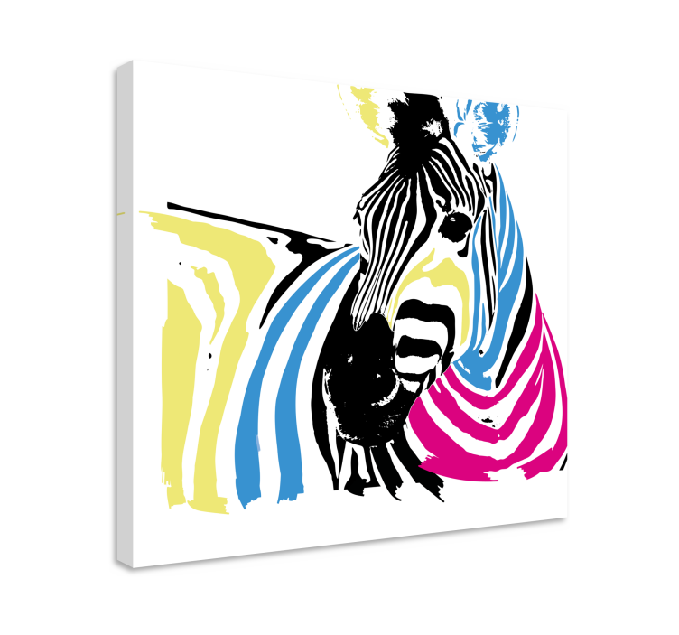 Tableau animaux zebra aux rayures vives - TenStickers