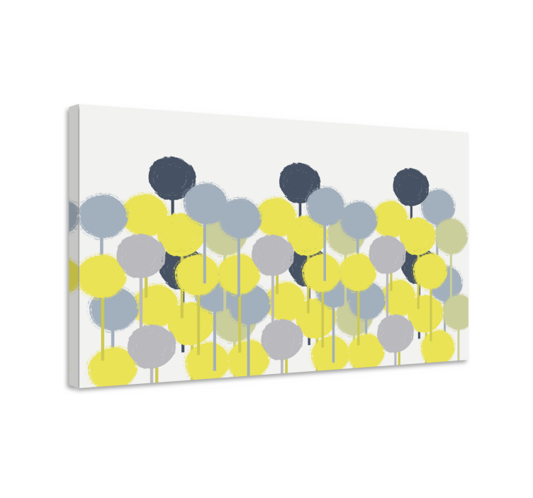 Tableau moderne Art des cercles jaunes et gris - TenStickers