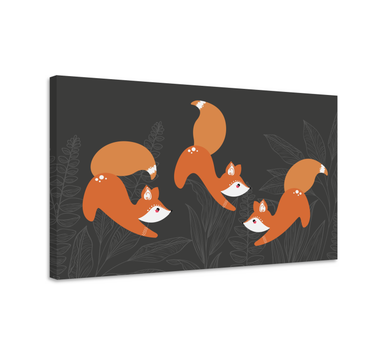 Tableau animaux renard jouant - TenStickers