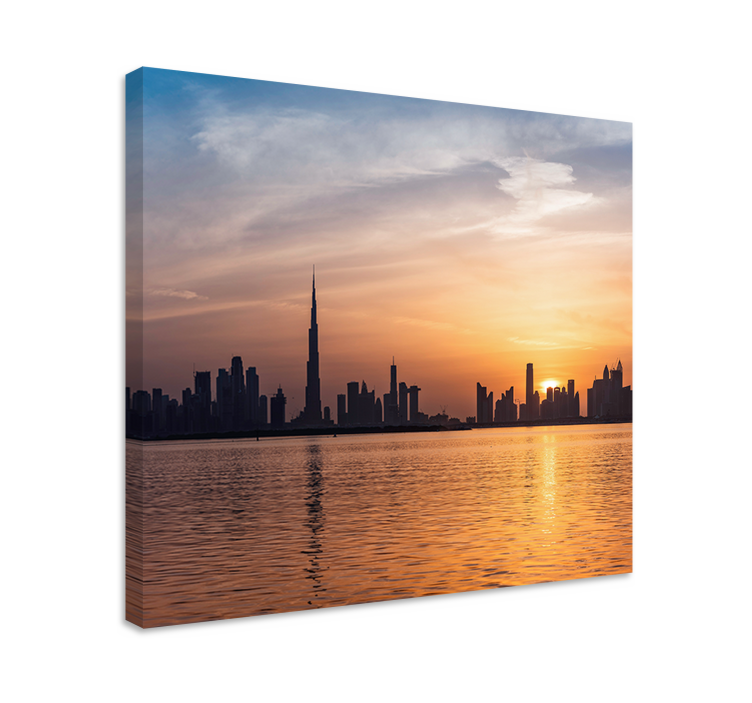 Tableau villes et pays skyline de dubaï au coucher de soleil - TenStickers
