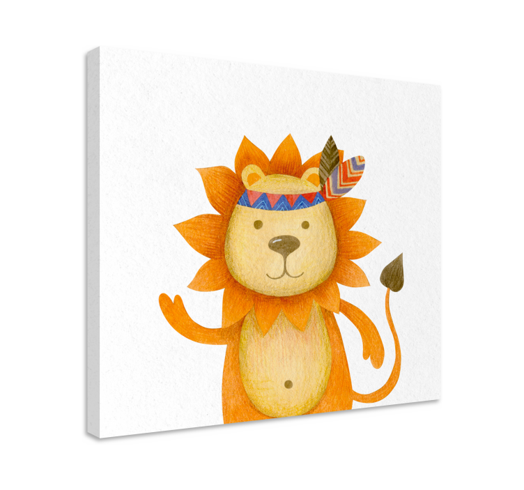 Tableau animaux personnage de lion amical - TenStickers
