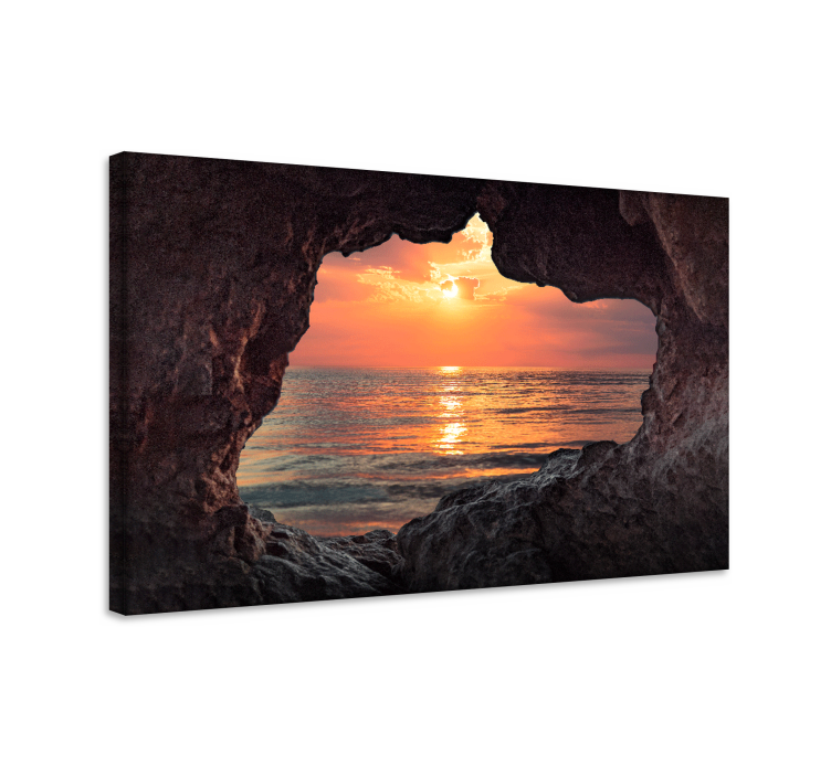 Tableau paysages coucher de soleil à travers les rochers - TenStickers