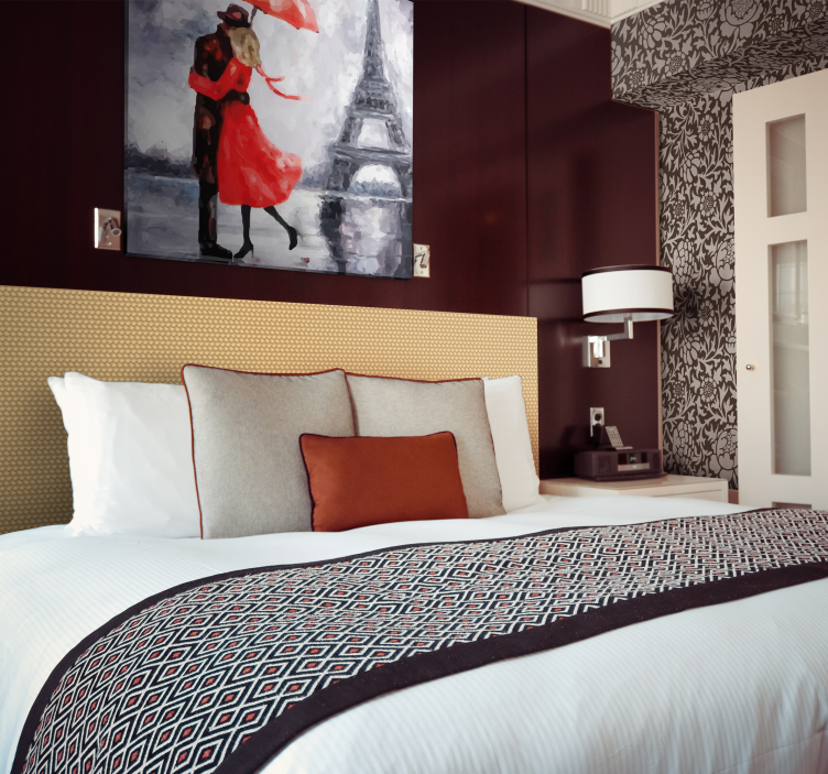 Tableau élégant Étreinte romantique à paris - TenStickers