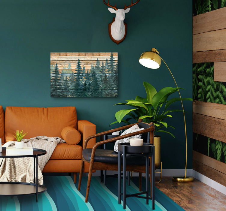 tableau déco salon majestueuse forêt de pins - TenStickers