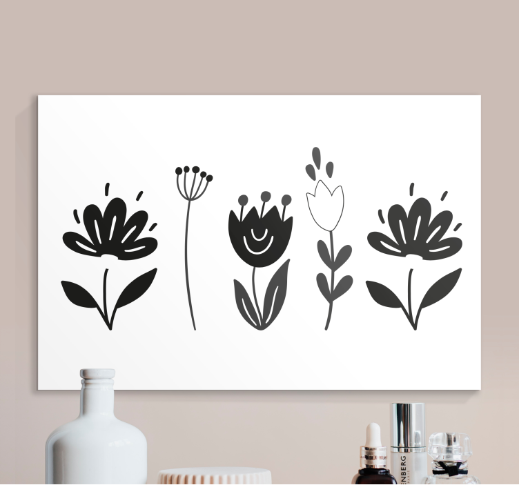 Tableau fleurs Fleurs noires et blanches - TenStickers