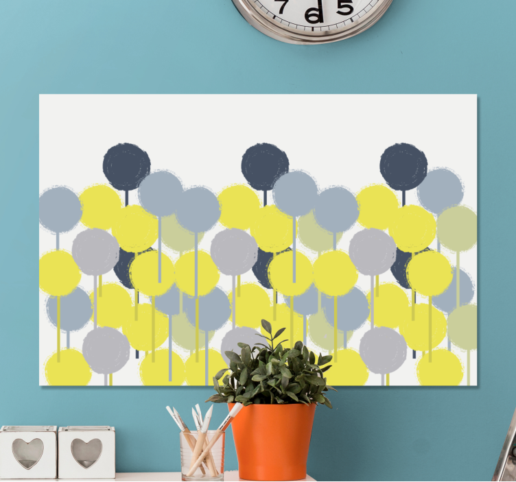Tableau moderne Art des cercles jaunes et gris - TenStickers