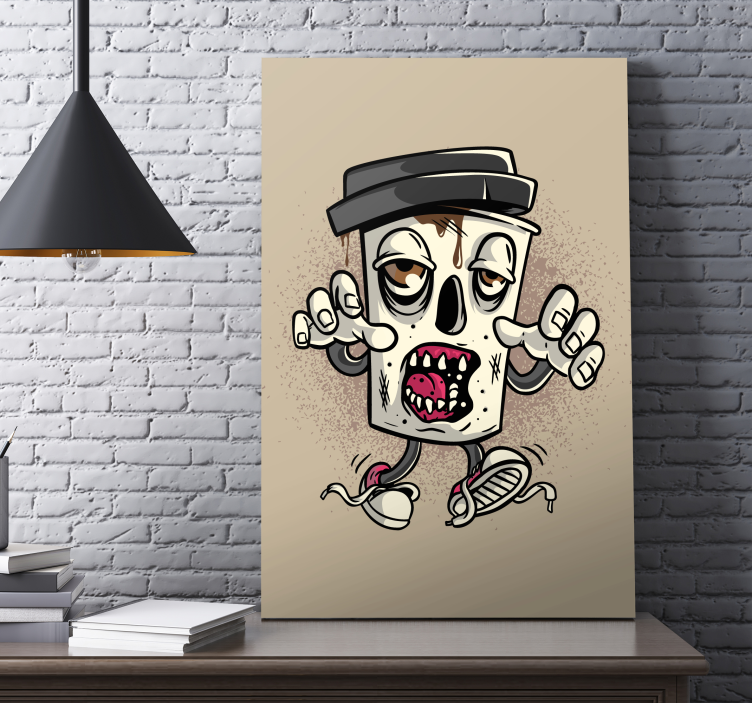 Tableau moderne Personnage de graffiti zombie café - TenStickers