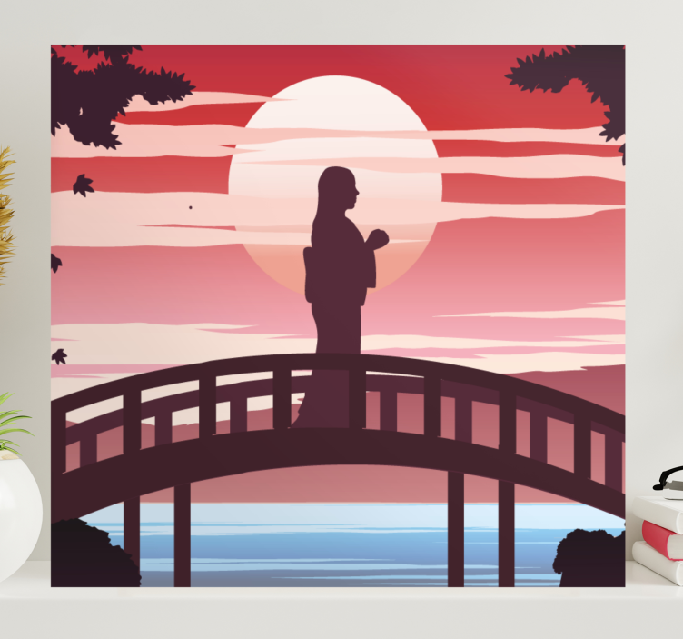 Tableau abstrait silhouette sur le pont - TenStickers