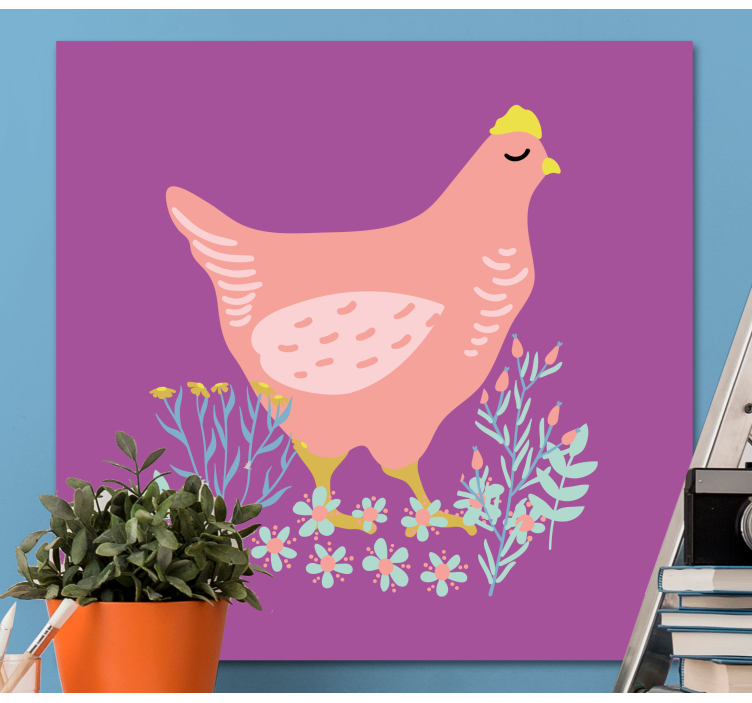Tableau animaux charmante poule rose - TenStickers