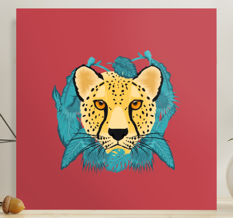 Tableau animaux guépard avec feuillage - TenStickers