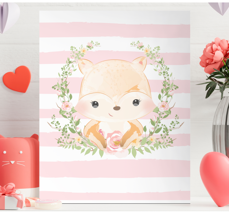 Tableau animaux renard mignon encadré - TenStickers