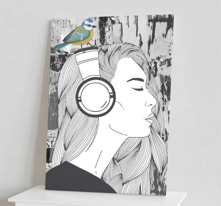 Tableau moderne Femme avec un casque - TenStickers
