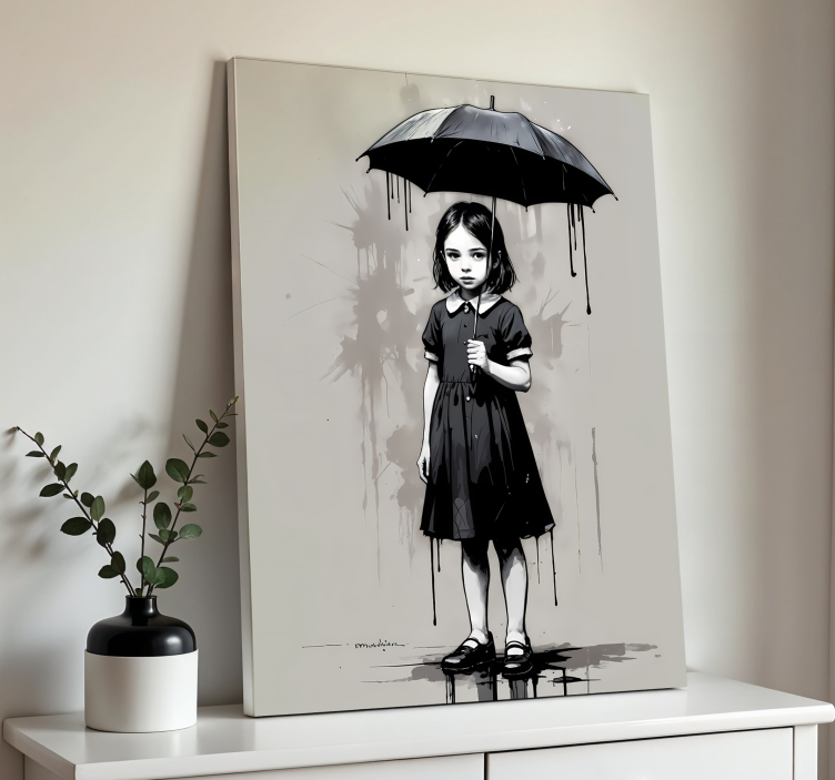 Tableau art fille au parapluie - TenStickers