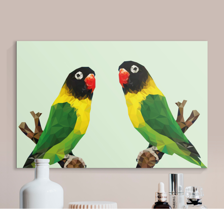Tableau oiseaux Paire d'oiseaux géométriques-animaux - TenStickers