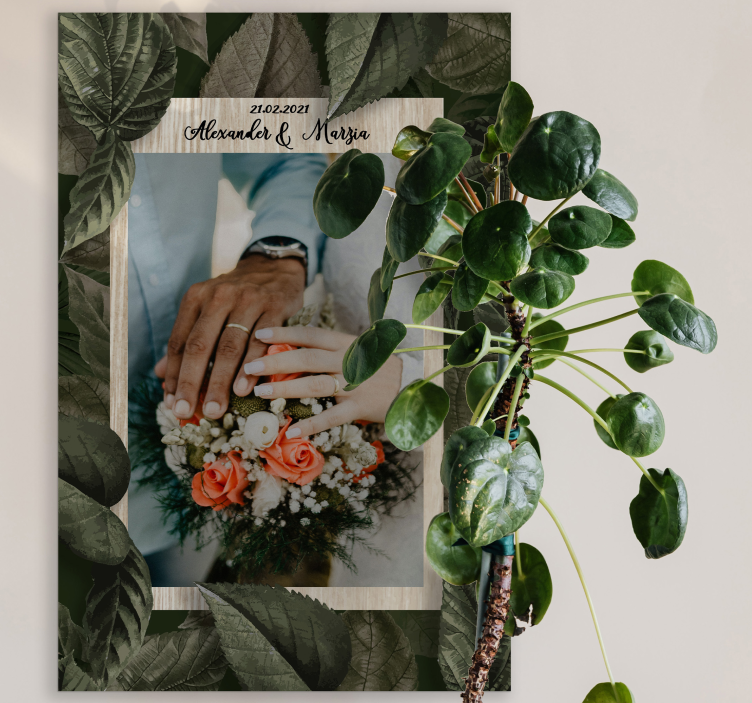 Tableau personnage mains et bouquet de mariage - TenStickers