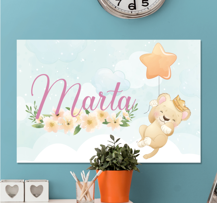 Tableau bébé ballon lion mignon - TenStickers