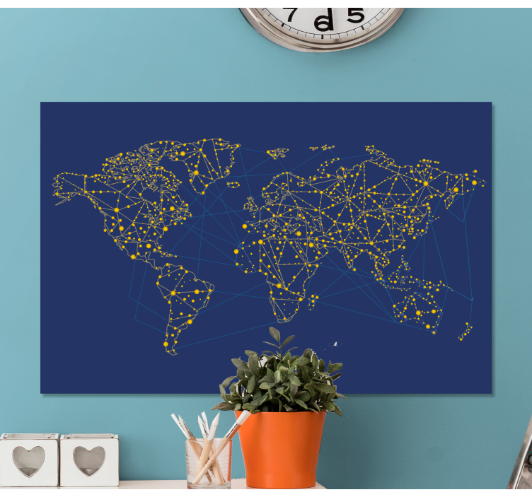 Tableau carte du monde carte réseau - TenStickers