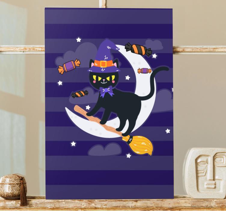 Tableau chat sorcière noire - TenStickers