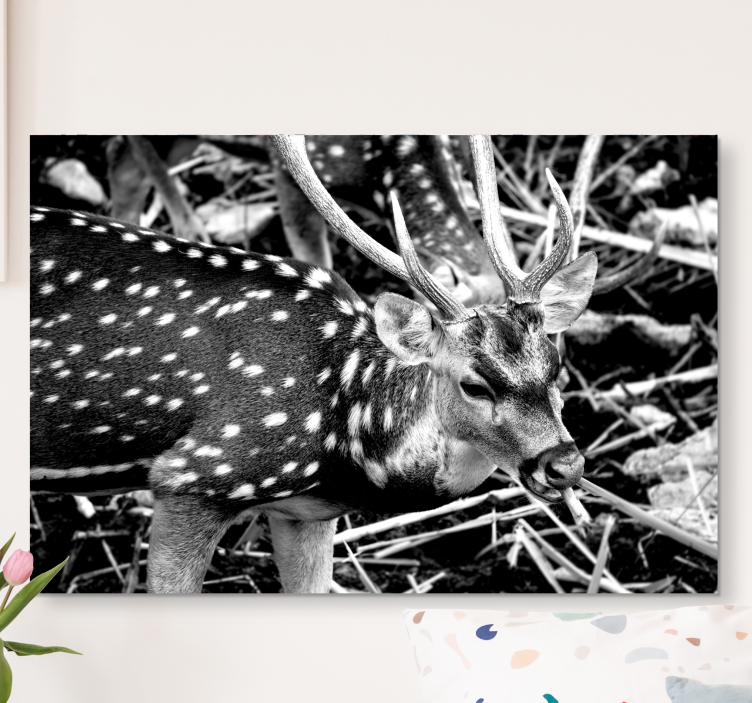 Tableau cerfs portrait élégant en niveaux de gris - TenStickers