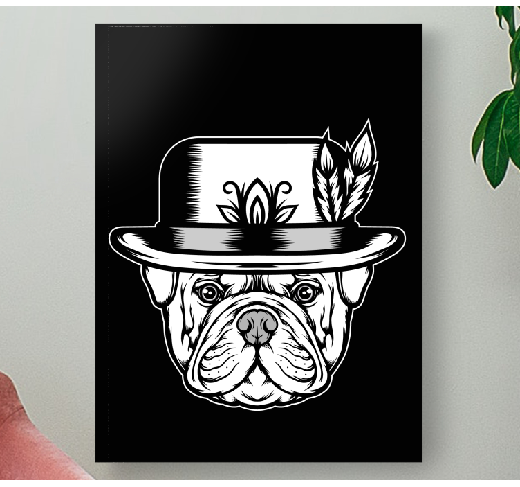 Tableau chien Bouledogue sur fond noir - TenStickers
