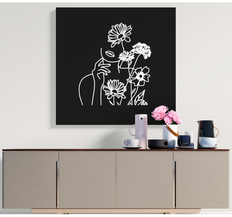 Tableau fleurs design floral minimaliste pour femmes - TenStickers
