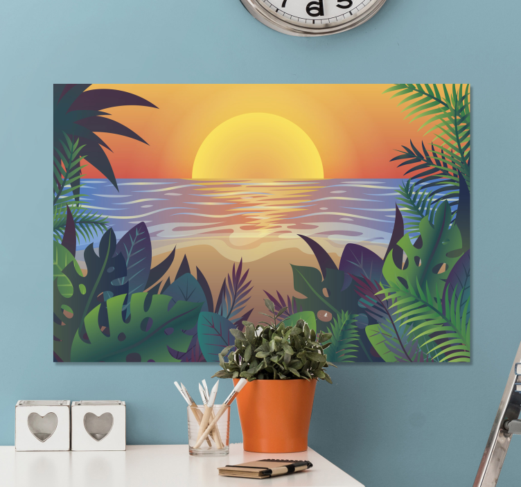 Tableau paysages coucher de soleil tropical - TenStickers