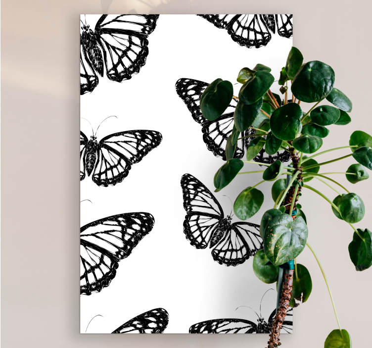 Tableau salon Aile de papillon noir et blanc - TenStickers