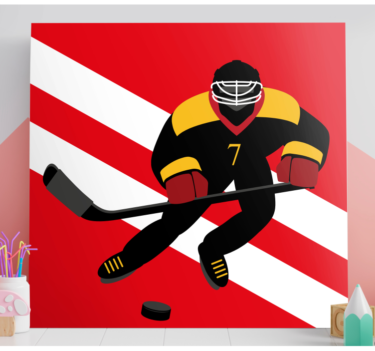 Tableau Hockey sur glace rouge et jaune - TenStickers