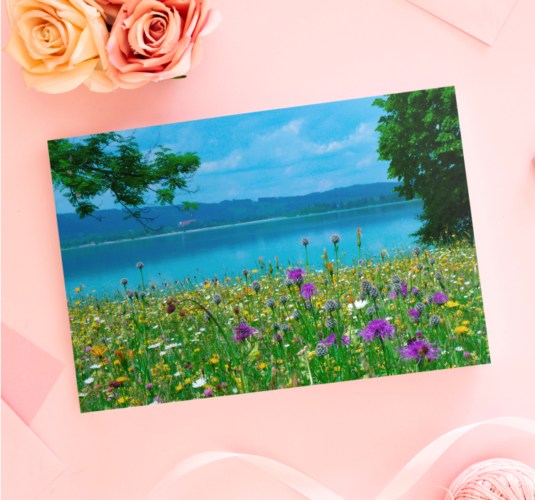 Tableau fleurs et plantes vue sur prairie en fleurs - TenStickers