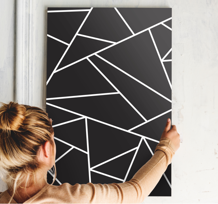 Tableau géométrique Mosaïque blanche noire classique - TenStickers