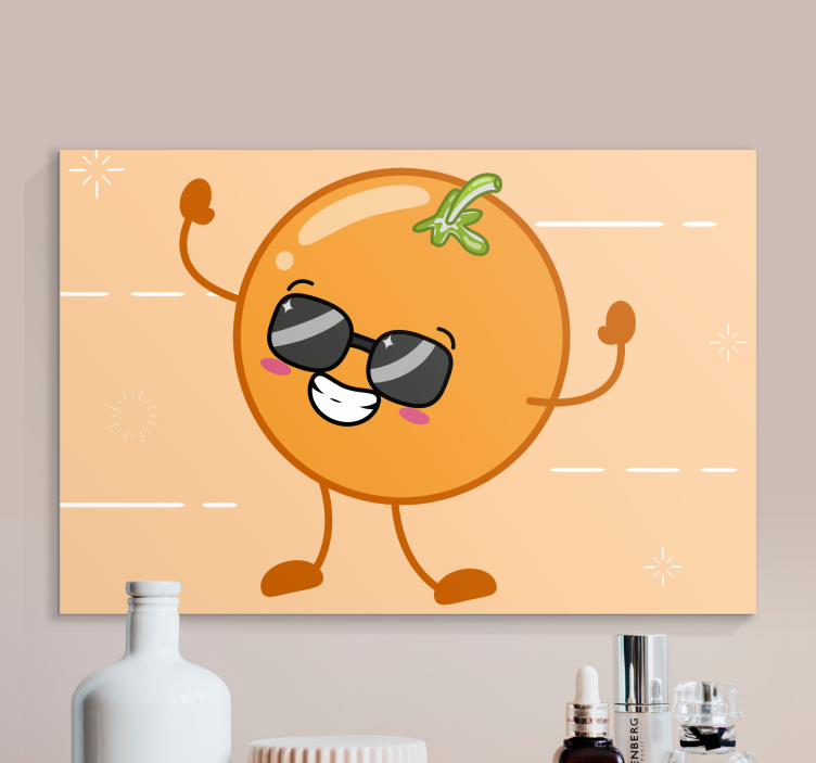 Tableau fruits figure orange joyeuse - TenStickers