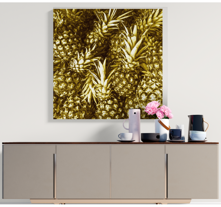 Tableau fruits grappe d'ananas doré - TenStickers