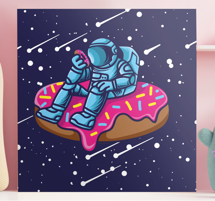 Cadre jeux vidéo astronaute sur un beignet - TenStickers